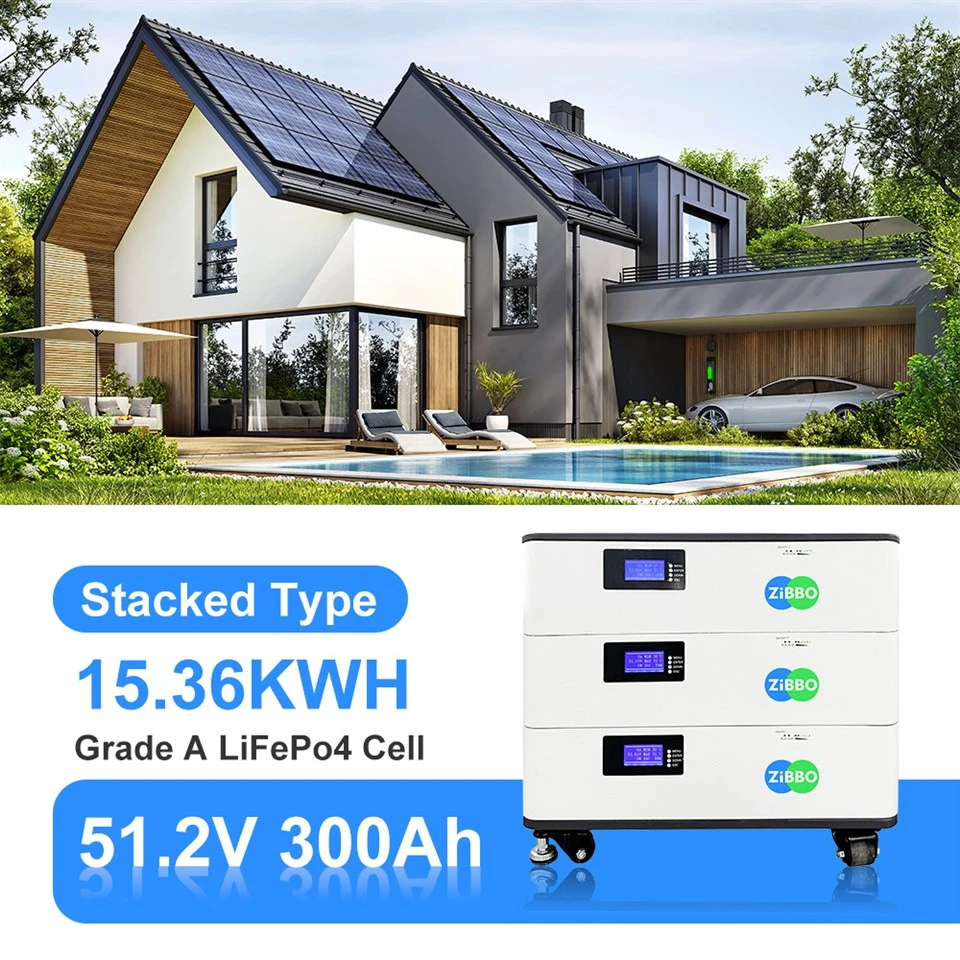 Residential Energy Storage 15KWH Solar Stacked Battery 51.2V 300Ah Long Life Cycle